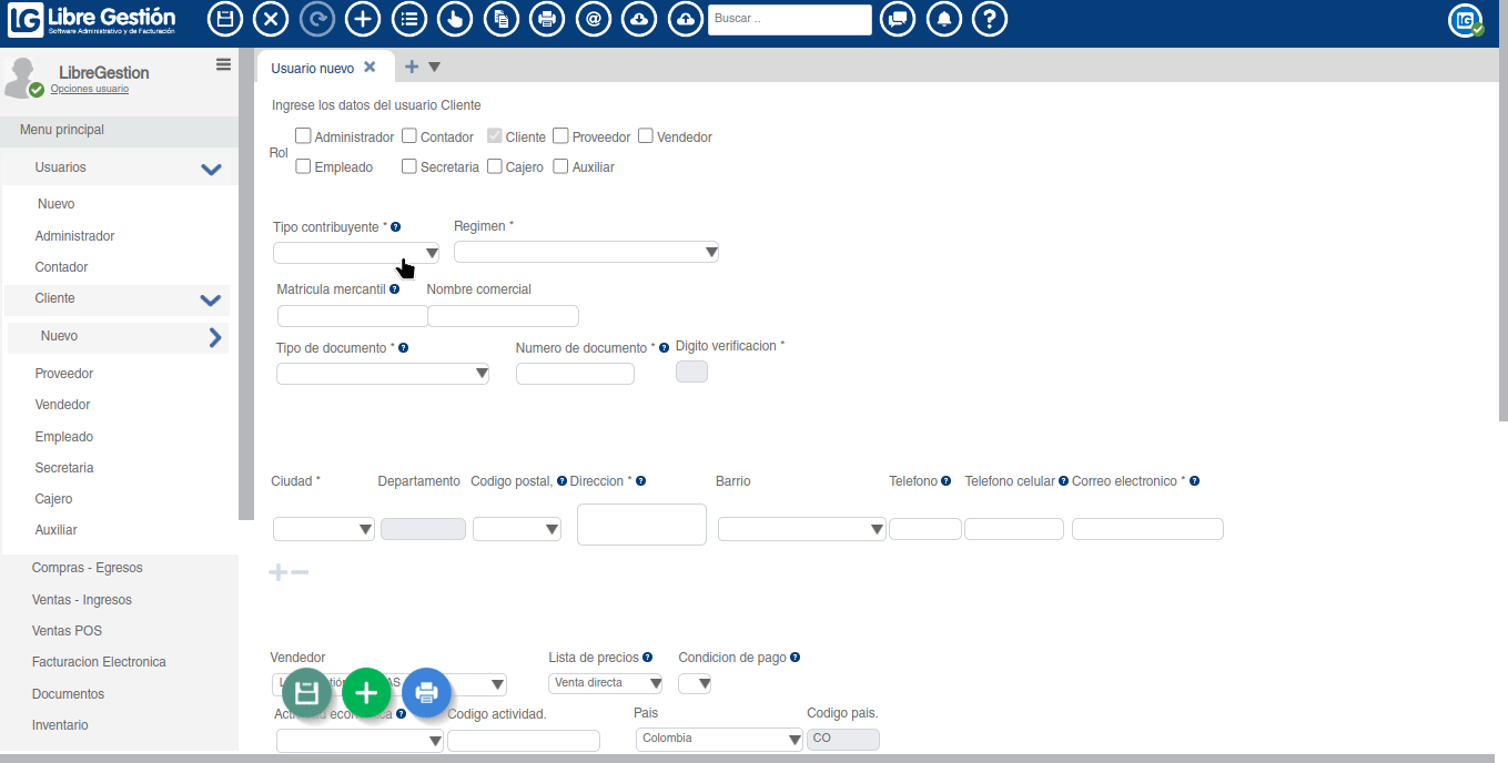 En este gif se muestra como diligenciar la información del usuario cliente.